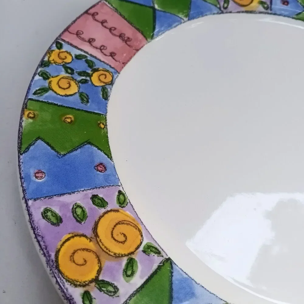 Vtg Sango The Sweet Shoppe Crepe Suzette Dinner Plate-3024-Floral-Geometric